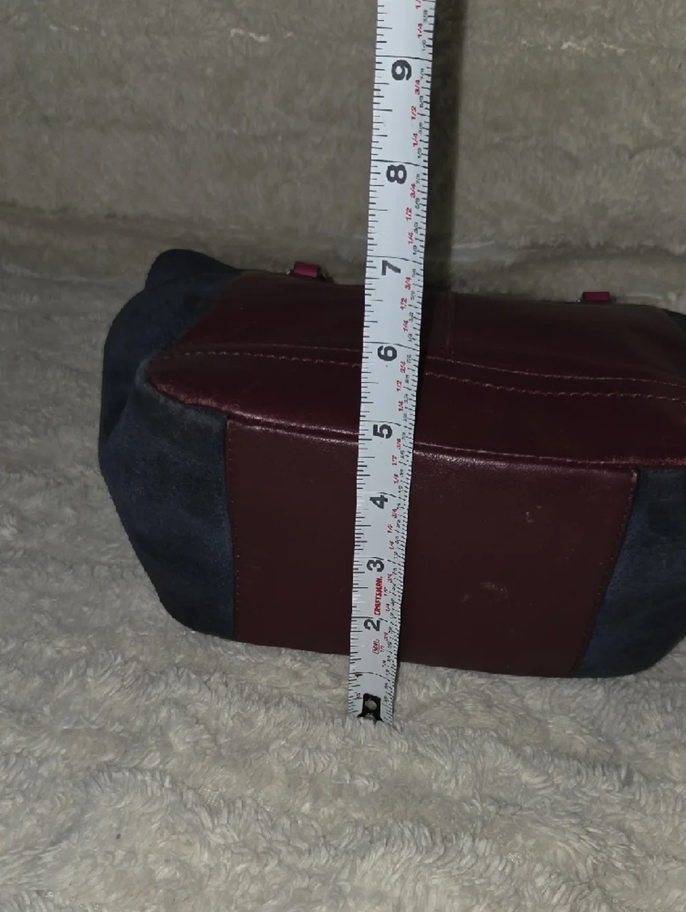 Coach Color Block Tote with Fuchsia Burgundy Quilted Front and Navy Accents - Picture 10 of 14